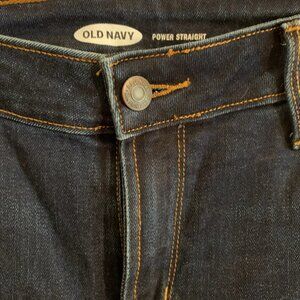 OLD NAVY POWER STRAIGHT JEANS Size 10 Dark Blue
